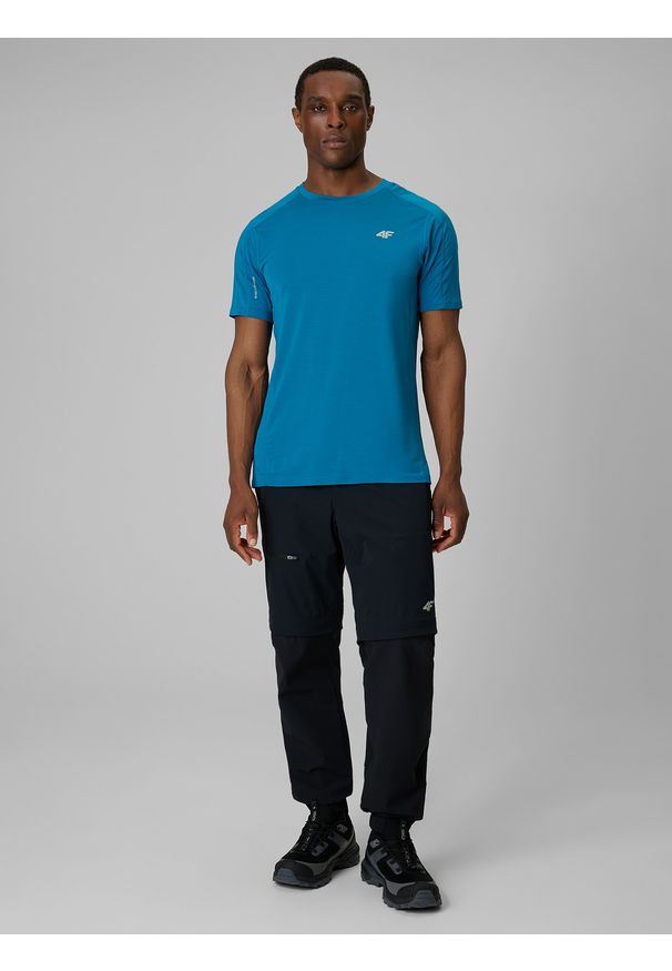 4f - 4F Koszulka trekkingowa regular szybkoschnąca męska - niebieska XXL. Kolor: niebieski. Materiał: włókno, materiał. Długość: długie