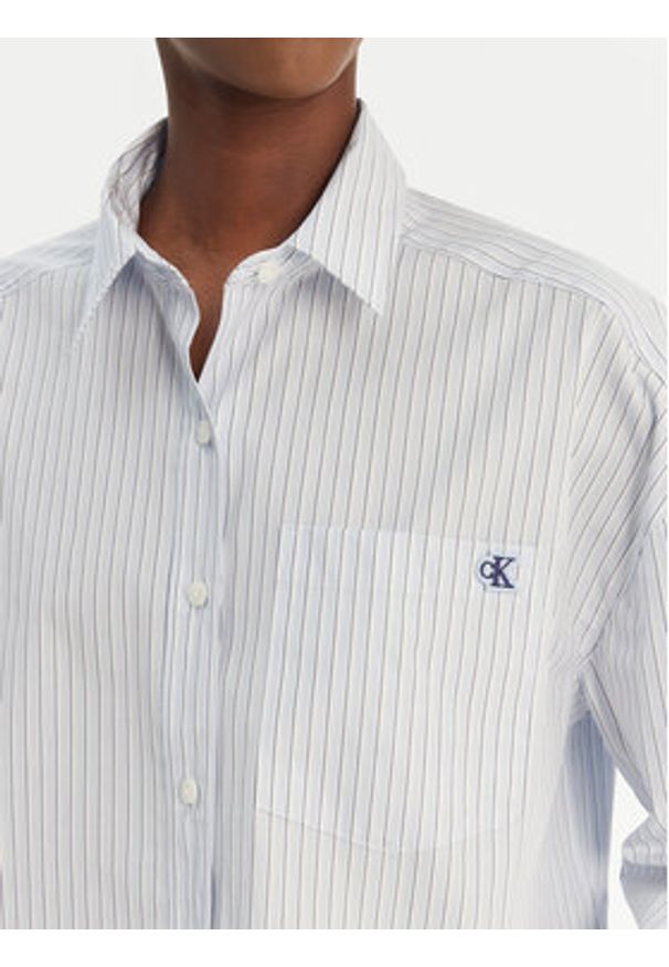 Calvin Klein Jeans Koszula LV047F105G Błękitny Relaxed Fit. Kolor: niebieski. Materiał: bawełna