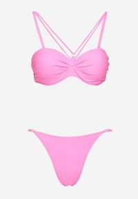 Renee - Jasnoróżowe Bikini Majtki Typu Figi i Biustonosz z Ozdobnymi Paskami Fadelinna. Kolor: różowy. Wzór: paski #5