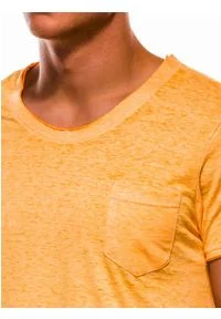 Ombre Clothing - T-shirt męski bez nadruku S1051 - żółty - XXL. Kolor: żółty. Materiał: bawełna, poliester