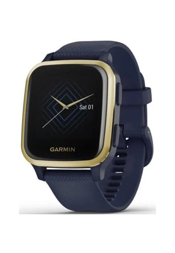 Zegarek sportowy GARMIN Venu Sq Music Granatowo-złoty. Rodzaj zegarka: smartwatch. Kolor: złoty, wielokolorowy, niebieski. Styl: sportowy