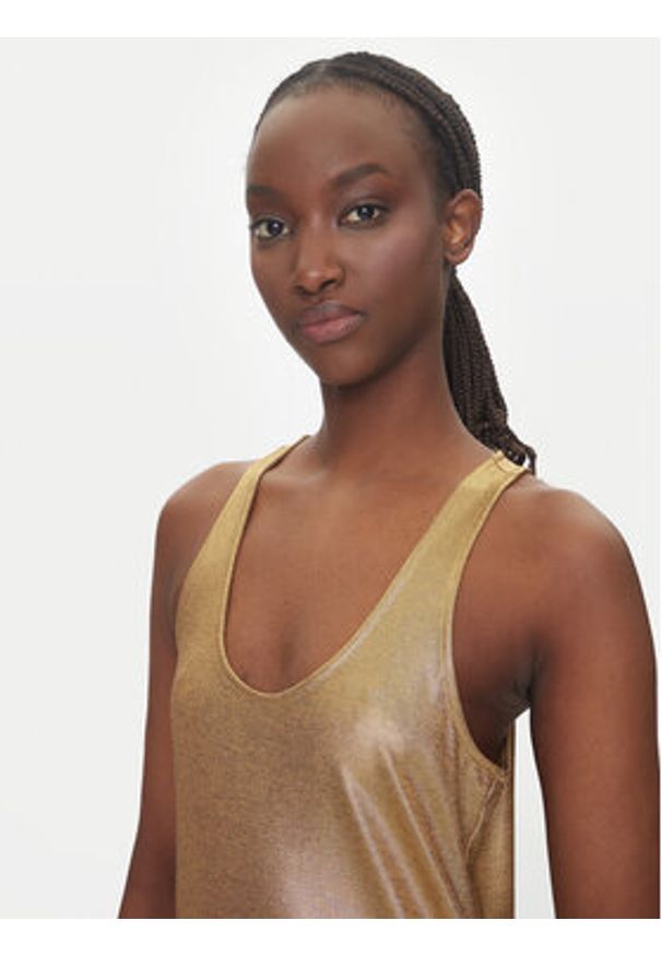 LOLA CASADEMUNT Sukienka letnia LS2516020 Złoty Relaxed Fit. Kolor: złoty. Materiał: syntetyk. Sezon: lato