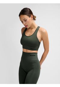 Stanik fitness cardio Hummel hmltif. Kolor: zielony, wielokolorowy, brązowy. Materiał: materiał. Sport: fitness