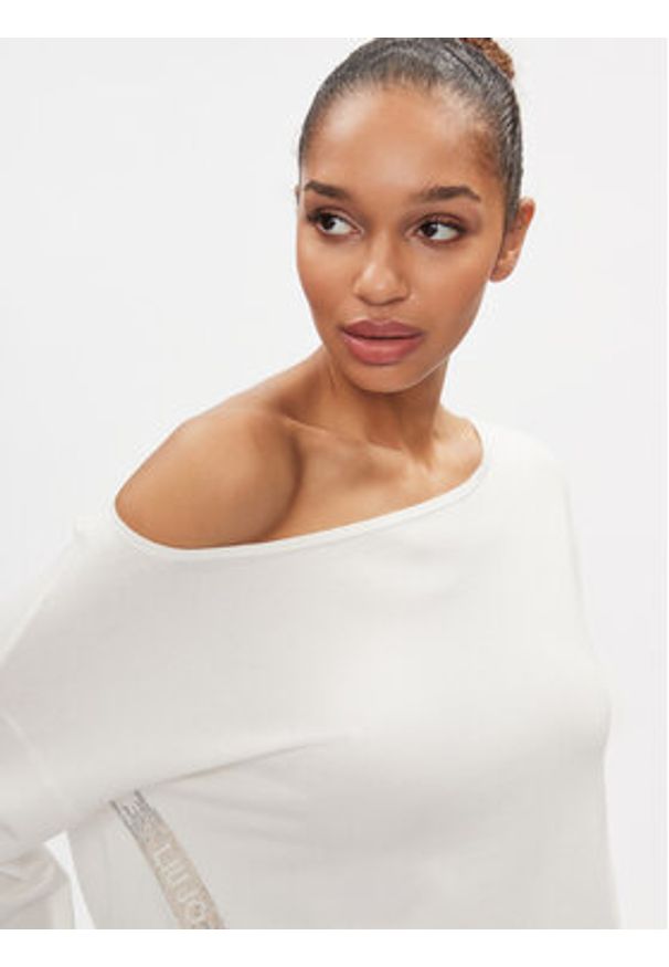Liu Jo Sport Sweter TA4159 MS49I Écru Cropped Fit. Materiał: wiskoza. Styl: sportowy