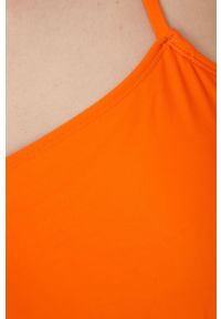 Superdry strój kąpielowy kolor pomarańczowy lekko usztywniona miseczka. Kolor: pomarańczowy. Materiał: dzianina