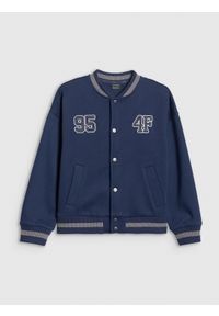 4f - 4F Bluza bejsbolówka bomberka chłopięca - granatowa 134/140 (8-10 lat). Okazja: na co dzień. Kolor: niebieski. Materiał: dzianina. Sezon: lato. Styl: casual #1