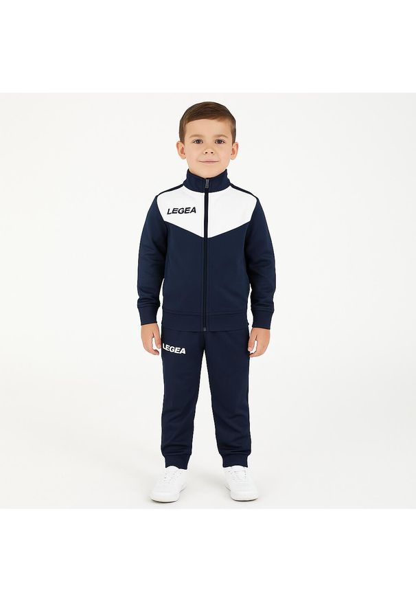 LEGEA - Komplet dresowy dla chłopca MESSICO JUNIOR SPECIAL. Okazja: na uczelnię. Kolor: niebieski, wielokolorowy, biały. Materiał: dresówka. Długość: długie. Styl: sportowy