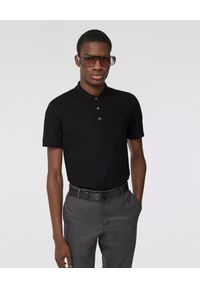 Burberry - BURBERRY - Czarna koszulka polo. Typ kołnierza: polo. Kolor: czarny. Materiał: jeans, bawełna. Wzór: aplikacja. Styl: klasyczny #1