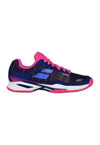 Buty do tenisa damskie Babolat Jet Mach I Allcourt. Kolor: niebieski. Materiał: materiał, syntetyk. Szerokość cholewki: normalna. Sport: tenis