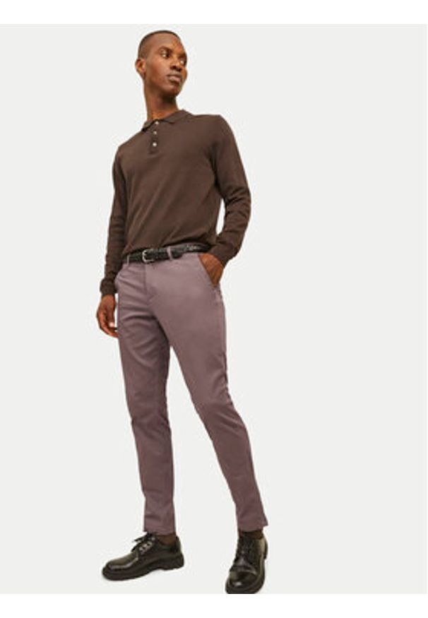 Jack & Jones - Jack&Jones Chinosy Marco 12150148 Brązowy Slim Fit. Kolor: brązowy. Materiał: bawełna