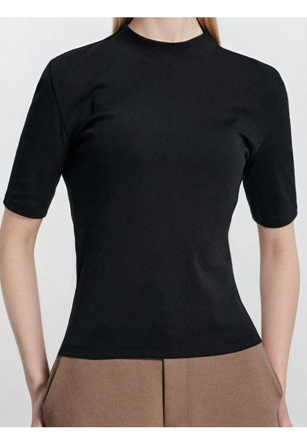 Sinsay - Bawełniana koszulka basic - czarny. Kolor: czarny. Materiał: bawełna