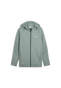 Puma - Męska rozpinana bluza z kapturem EVOSTRIPE PUMA Green Moon. Typ kołnierza: kaptur. Kolor: zielony. Sport: bieganie