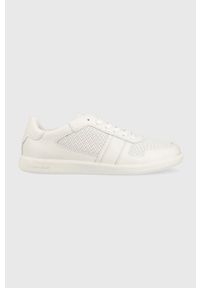 Calvin Klein sneakersy skórzane kolor biały. Nosek buta: okrągły. Zapięcie: sznurówki. Kolor: biały. Materiał: skóra #1