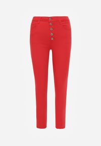 Renee - Czerwone Spodnie Skinny Winvienne. Stan: podwyższony. Kolor: czerwony. Materiał: bawełna. Długość: długie. Wzór: ażurowy #6