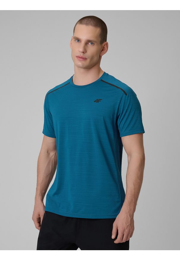 4f - 4F Koszulka treningowa regular szybkoschnąca męska - granatowa S. Kolor: niebieski. Materiał: skóra, materiał. Sport: fitness