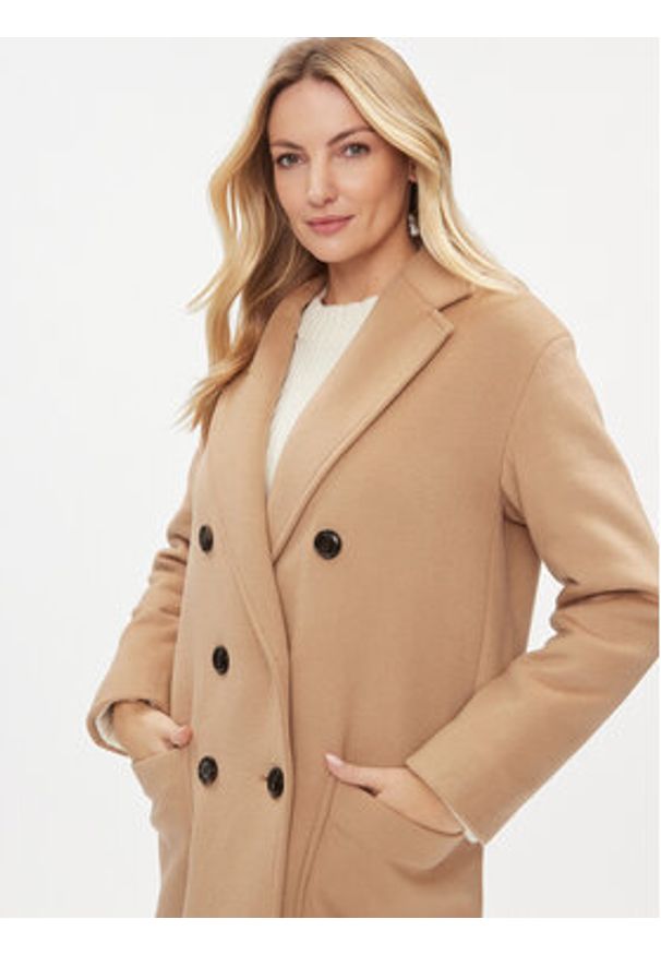 MAX&Co. Płaszcz wełniany Elemento 70140523 Beżowy Relaxed Fit. Kolor: beżowy. Materiał: syntetyk, wełna