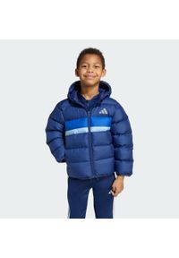 Adidas - Kurtka Synthetic Down Kids. Typ kołnierza: kaptur. Kolor: niebieski. Materiał: puch