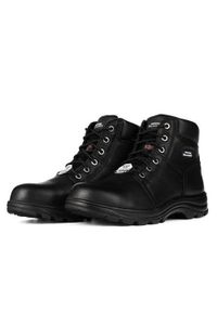 skechers - Buty do chodzenia męskie Skechers Workshire. Zapięcie: sznurówki. Kolor: czarny. Materiał: materiał, syntetyk. Szerokość cholewki: normalna. Sport: turystyka piesza