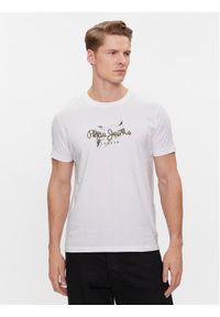 Pepe Jeans T-Shirt Count PM509208 Biały Slim Fit. Kolor: biały. Materiał: bawełna