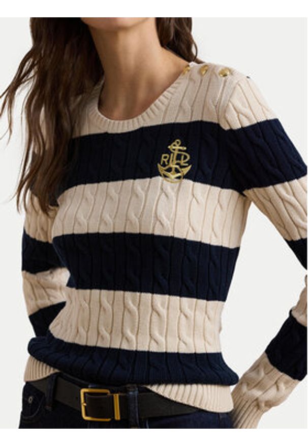 Lauren Ralph Lauren - LAUREN RALPH LAUREN Sweter 200957480002 Écru Slim Fit. Materiał: bawełna
