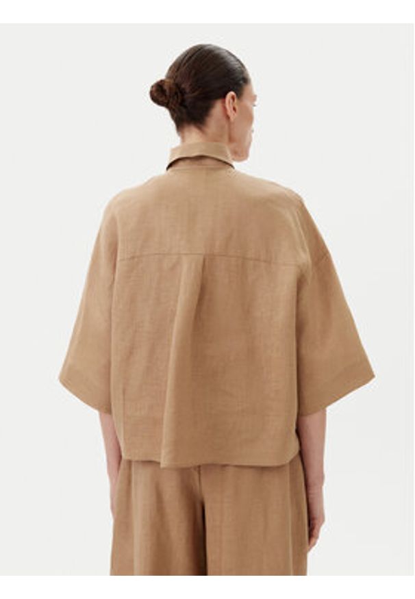 Max Mara Koszula Mirano 2516111028 Beżowy Relaxed Fit. Kolor: beżowy. Materiał: len
