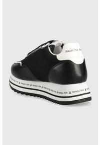 Patrizia Pepe sneakersy dziecięce kolor czarny. Nosek buta: okrągły. Zapięcie: sznurówki. Kolor: czarny. Materiał: skóra, guma. Obcas: na platformie #4