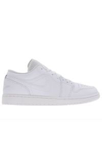 Buty męskie Nike Air Jordan 1 Low 553558-136 - białe. Kolor: biały. Materiał: skóra, guma. Szerokość cholewki: normalna. Sport: fitness