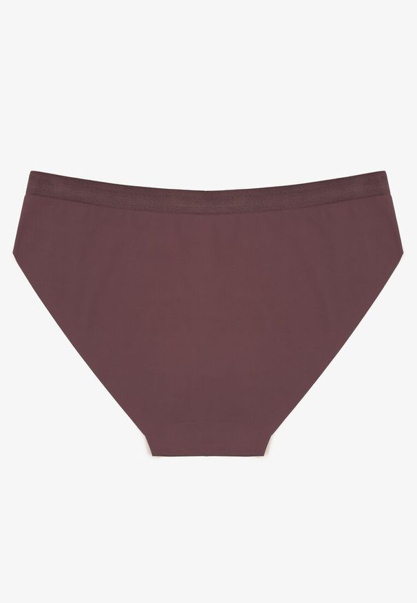 Renee - Ciemnofioletowe Majtki Bezszwowe Ozdobione Geometrycznym Wzorem Navlinne. Kolor: fioletowy. Materiał: jeans. Wzór: geometria, aplikacja
