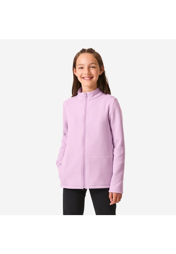DOMYOS - Dres dziecięcy Decathlon Warmy Zip. Okazja: na uczelnię. Kolekcja: plus size. Kolor: fioletowy, wielokolorowy, czarny. Materiał: materiał, poliester, bawełna. Styl: sportowy