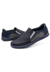 Olivier Buty męskie slip-on 283GT granatowe niebieskie. Zapięcie: bez zapięcia. Kolor: niebieski. Materiał: jeans, skóra. Sezon: wiosna, jesień. Styl: sportowy #6