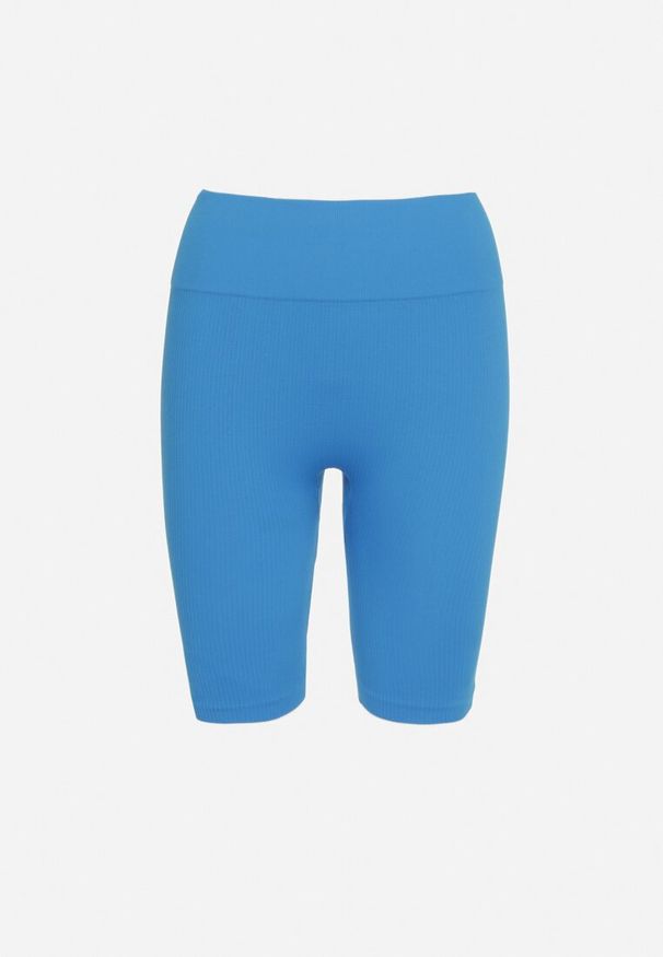 Born2be - Niebieskie Sportowe Szorty Kolarki Prążkowane z Wysokim Stanem Salevitta. Stan: podwyższony. Kolor: niebieski. Materiał: prążkowany. Styl: sportowy