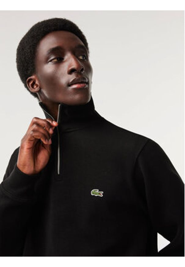 Lacoste Bluza SH1927 Czarny Classic Fit. Kolor: czarny. Materiał: bawełna