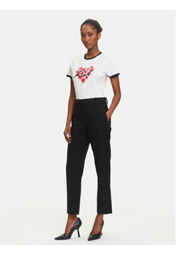 Karl Lagerfeld - KARL LAGERFELD T-Shirt A3W17015 Écru Regular Fit. Typ kołnierza: dekolt w karo. Materiał: bawełna