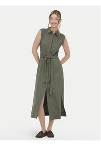 only - ONLY Sukienka koszulowa Goa 15363697 Beżowy Regular Fit. Kolor: beżowy. Materiał: len. Typ sukienki: koszulowe #3