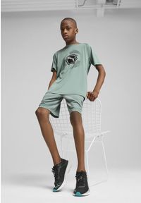 Puma - Młodzieżowa koszulka Active Sports Poly z grafiką PUMA Green Moon. Kolor: zielony