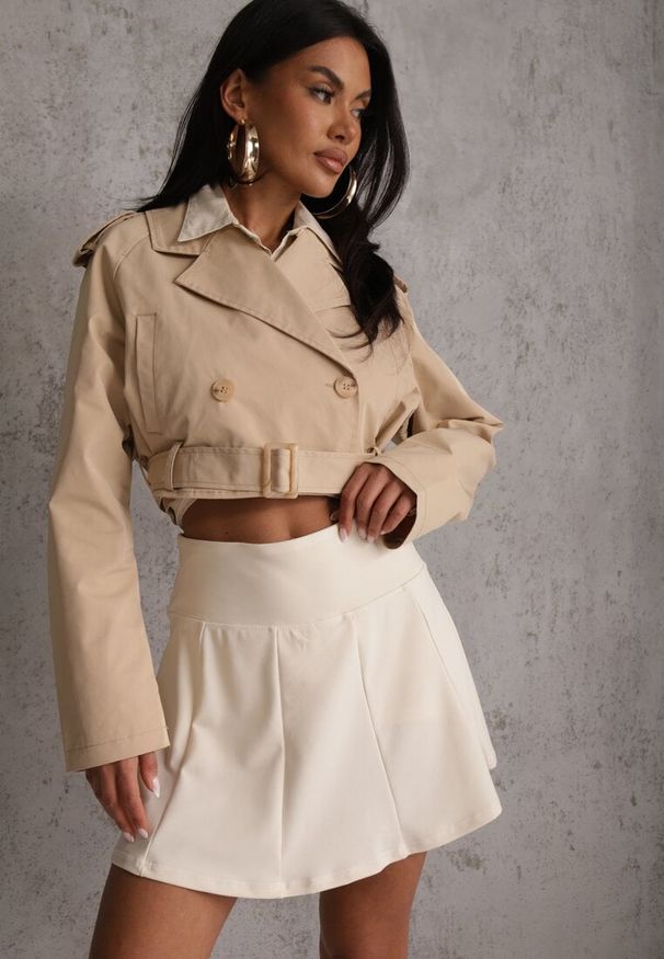 Renee - Białe Tenisowe Spódnico-Spodenki z Elastycznego Materiału Natennia. Okazja: na co dzień. Kolor: biały. Materiał: materiał. Styl: casual, sportowy