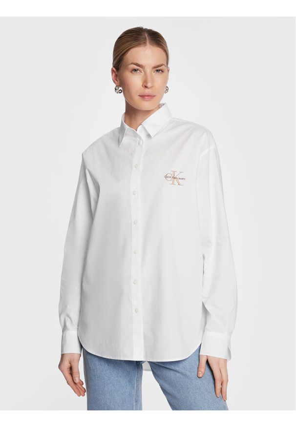 Calvin Klein Jeans Koszula J20J220515 Biały Regular Fit. Kolor: biały. Materiał: bawełna