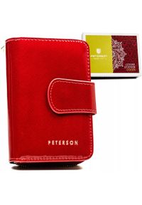 Portfel skórzany Peterson PTN 425214-SAF czerwony. Kolor: czerwony. Materiał: skóra