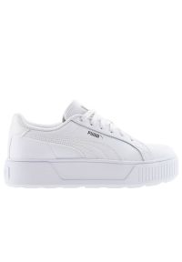 Buty Puma Karmen L 38461501 - białe. Kolor: biały. Materiał: skóra ekologiczna, syntetyk, materiał. Szerokość cholewki: normalna. Obcas: na platformie