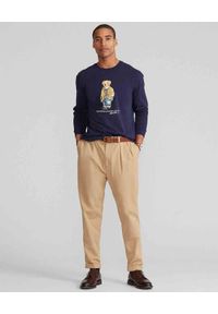 Ralph Lauren - RALPH LAUREN - Granatowa koszulka z misiem Polo. Okazja: na co dzień. Typ kołnierza: polo. Kolor: niebieski. Materiał: jeans, bawełna. Długość rękawa: długi rękaw. Długość: długie. Wzór: nadruk. Styl: klasyczny, casual #4