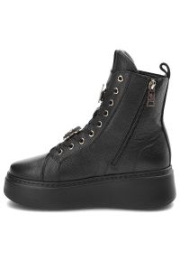 Czarne Botki CheBello Skórzane Buty Damskie. Okazja: na co dzień. Zapięcie: sznurówki. Kolor: czarny. Materiał: skóra. Szerokość cholewki: normalna. Styl: casual #7