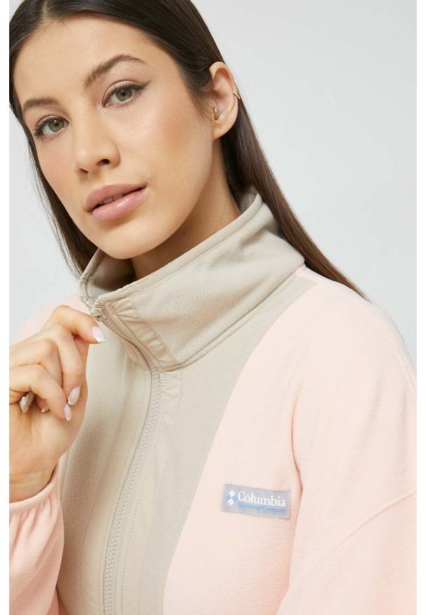 columbia - Columbia bluza damska kolor pomarańczowy wzorzysta 2001293-191. Kolor: różowy. Materiał: dzianina