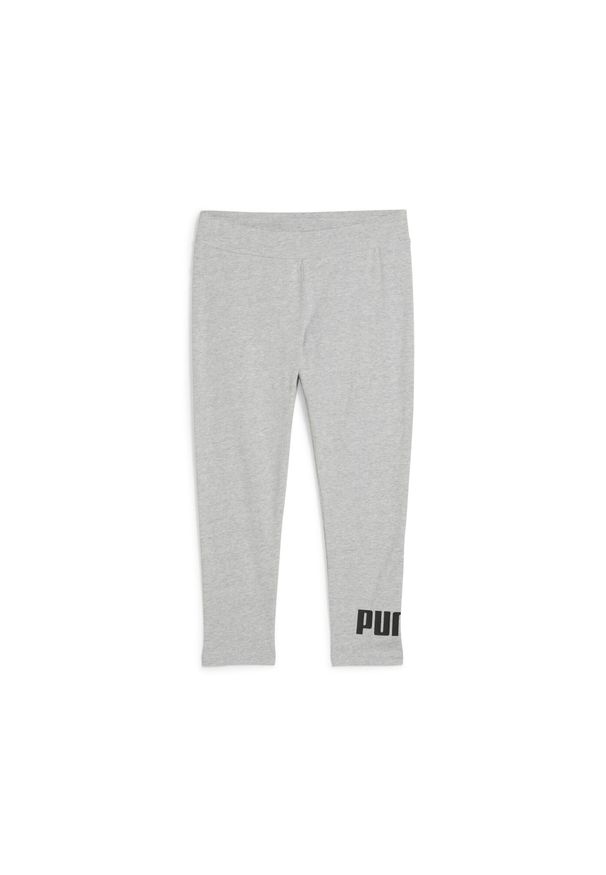 Puma - Damskie legginsy 3/4 z małym logo No. 1 ESS PUMA Light Gray Heather. Kolor: szary. Materiał: guma. Wzór: nadruk. Sport: turystyka piesza