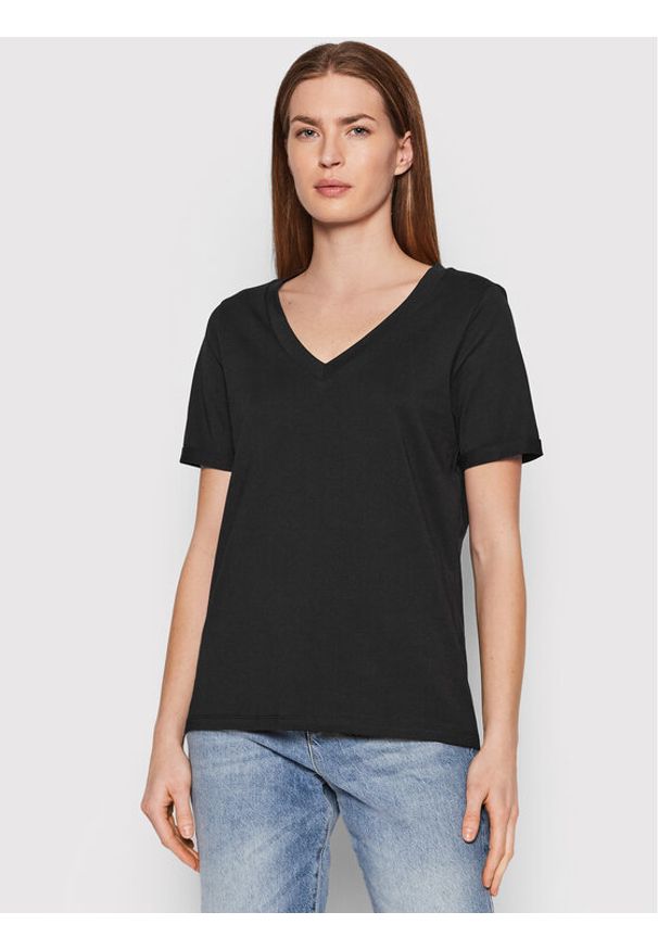 Pieces T-Shirt Ria 17120455 Czarny Regular Fit. Kolor: czarny. Materiał: bawełna