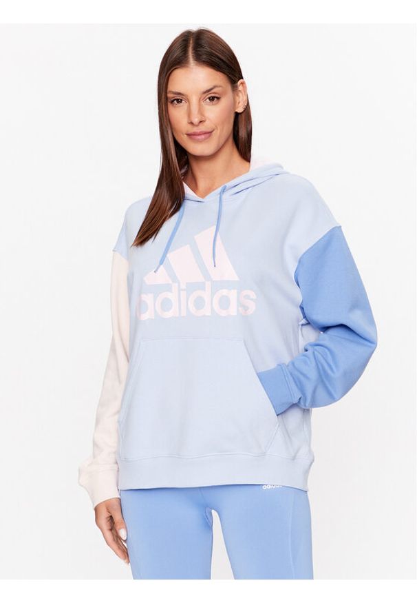 Adidas - adidas Bluza Essentials Big Logo Oversized French Terry Hoodie IC9870 Niebieski Loose Fit. Kolor: niebieski. Materiał: bawełna