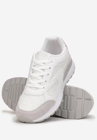 Renee - Białe Brokatowe Sneakersy Sznurowane Meari. Wysokość cholewki: przed kostkę. Kolor: biały. Materiał: materiał. Szerokość cholewki: normalna #4