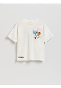Reserved - T-shirt Niesamowity Świat Gumballa - złamana biel. Materiał: dzianina, bawełna #1