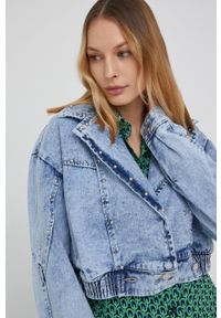 Answear Lab kurtka jeansowa damska przejściowa oversize. Kolor: niebieski. Materiał: jeans. Styl: wakacyjny #1