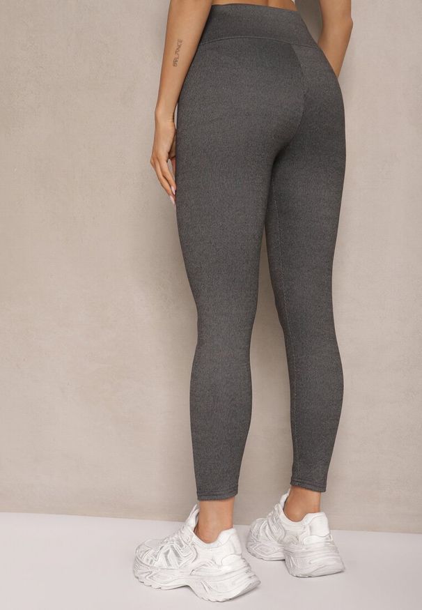Renee - Szare Legginsy High Waist Ozdobione Aplikacją Sevirra. Okazja: na co dzień, na spotkanie biznesowe, do pracy. Stan: podwyższony. Kolor: szary. Długość: długie. Wzór: aplikacja. Styl: biznesowy, elegancki, casual