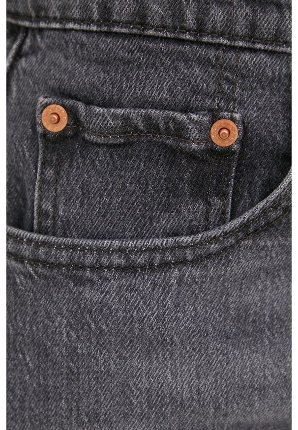 Levi's® - Levi's szorty jeansowe damskie kolor szary gładkie high waist. Okazja: na spotkanie biznesowe. Stan: podwyższony. Kolor: szary. Materiał: jeans. Wzór: gładki. Styl: biznesowy
